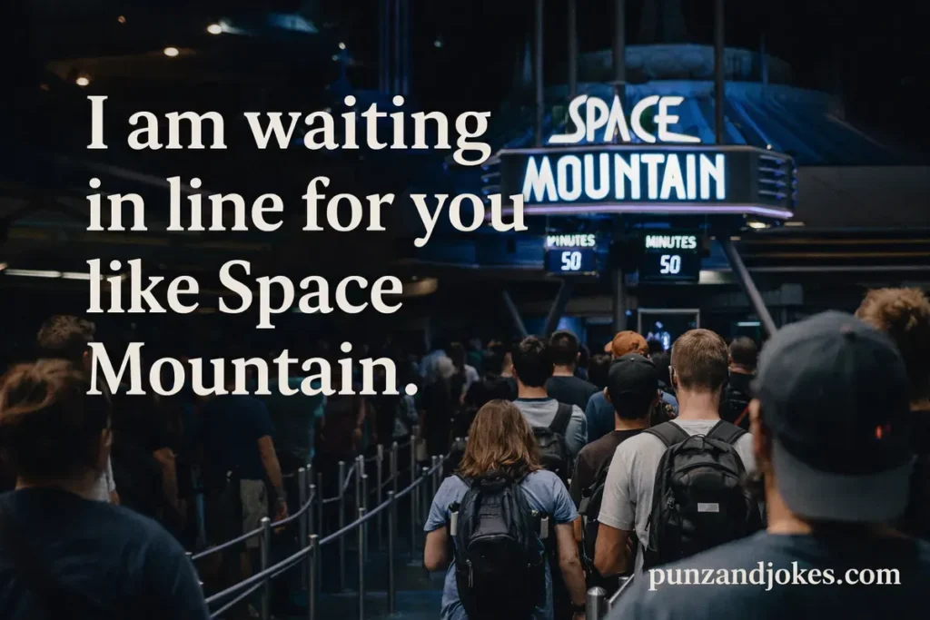 I am waiting in line for you like Space Mountain.