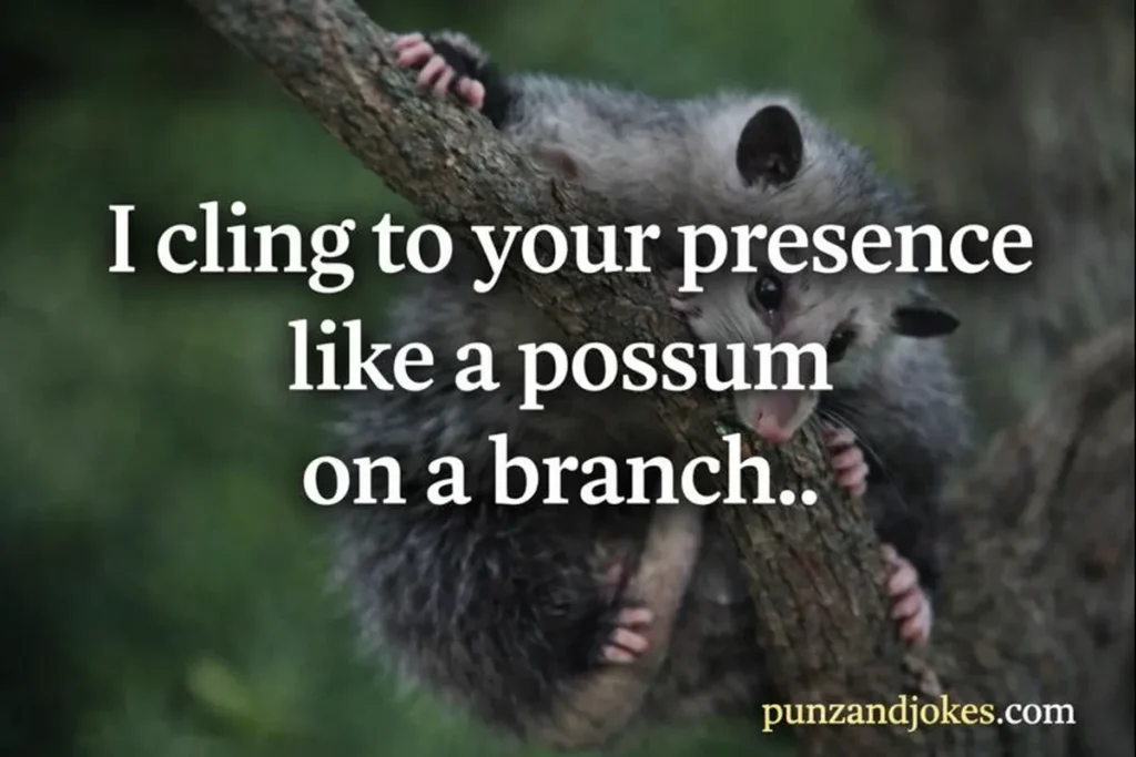 I cling to your presence like a possum on a branch.