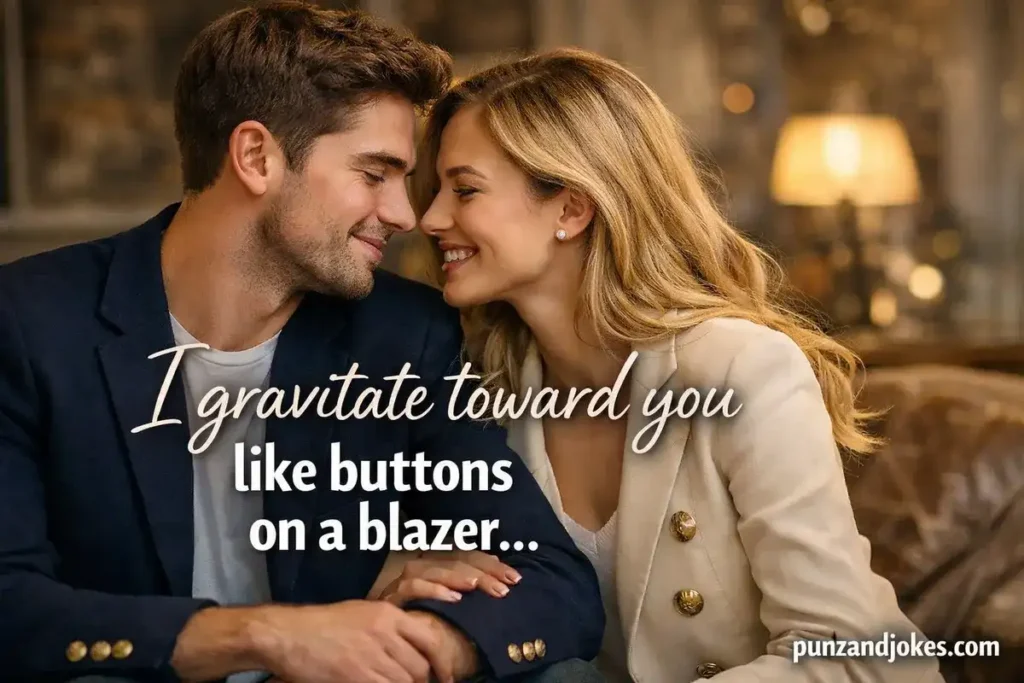 I gravitate toward you like buttons on a blazer.