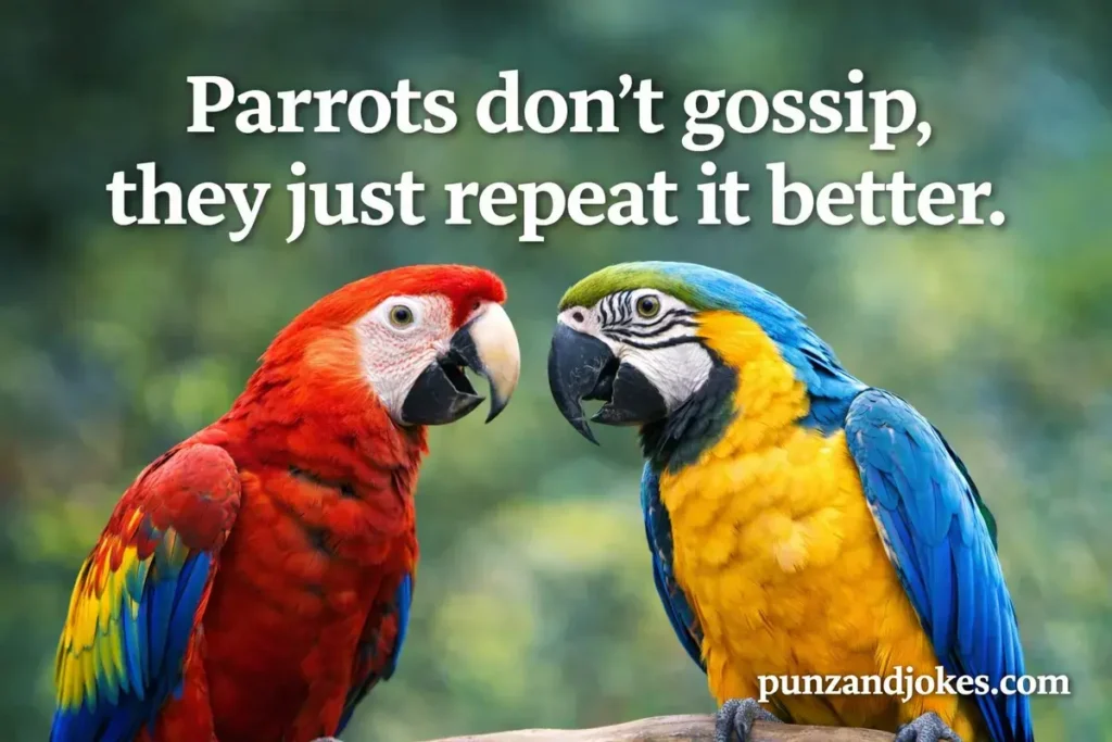 Parrots don’t gossip, they just repeat it better.