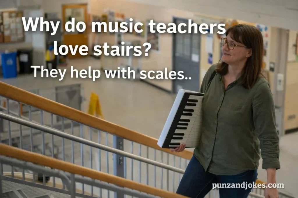 Why do music teachers love stairs? They help with scales.